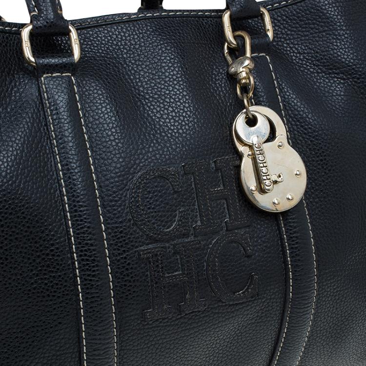 Pre Owned Carolina Herrera Black Leather Matteo Satchel