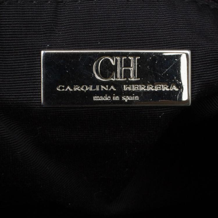 Pre Owned Carolina Herrera Green Monogram Embossed Dahlia Hobo