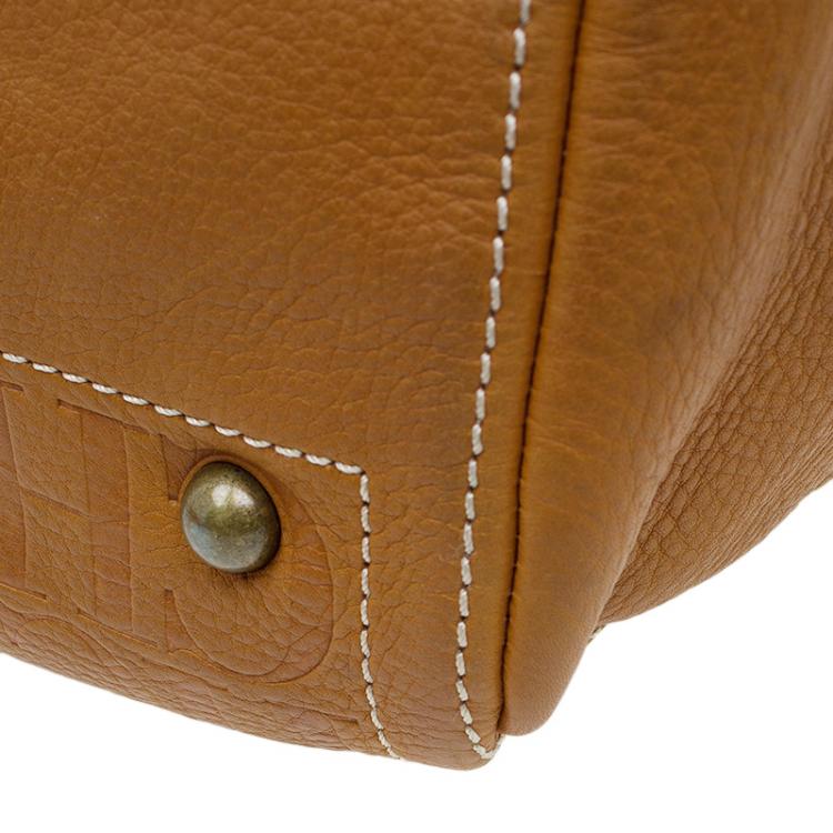 Pre Owned Carolina Herrera Brown Monogram Leather Andy Tote