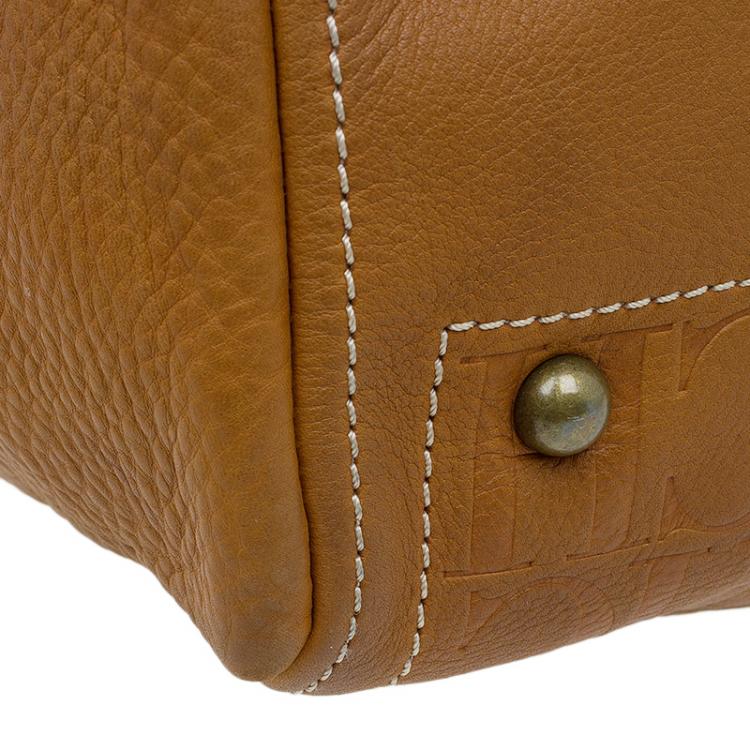 Pre Owned Carolina Herrera Brown Monogram Leather Andy Tote