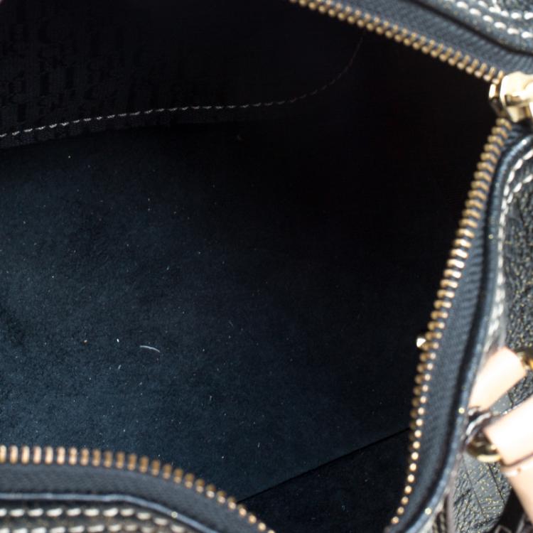 Pre Owned Carolina Herrera Black Monogram Leather Andy Boston Bag