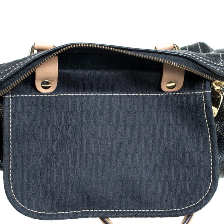 Pre Owned Carolina Herrera Black Monogram Leather Andy Boston Bag
