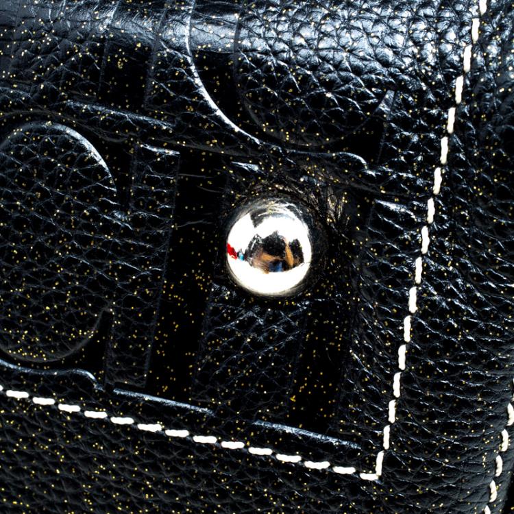 Pre Owned Carolina Herrera Black Monogram Leather Andy Boston Bag