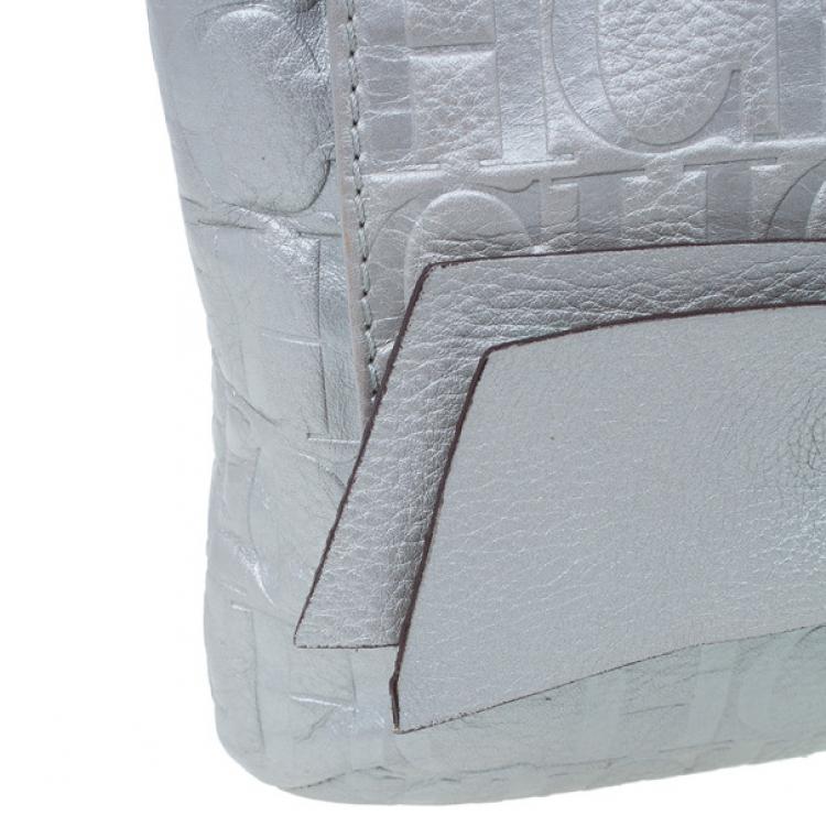مملوكة مسبقًا Carolina Herrera Silver Metallic Leather Audrey Bag
