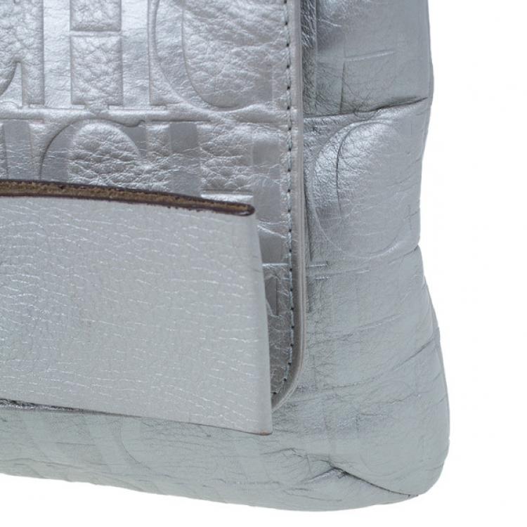 مملوكة مسبقًا Carolina Herrera Silver Metallic Leather Audrey Bag