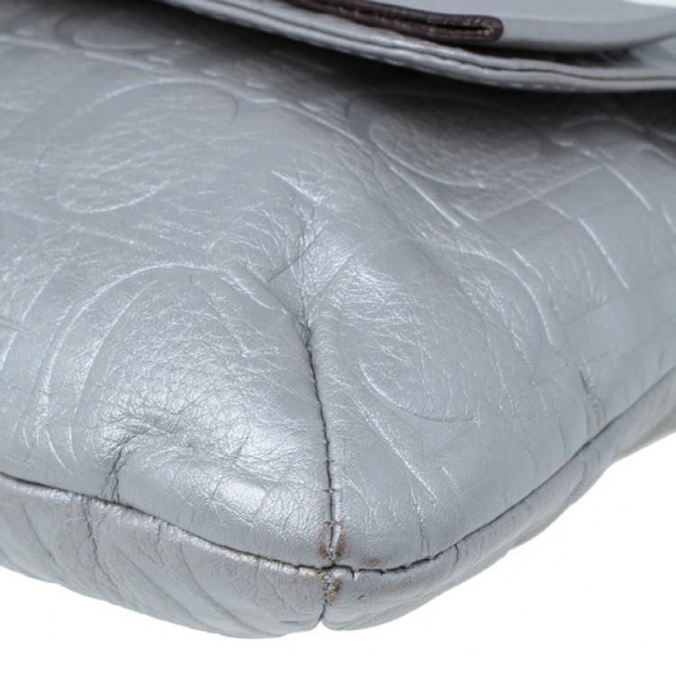 مملوكة مسبقًا Carolina Herrera Silver Metallic Leather Audrey Bag