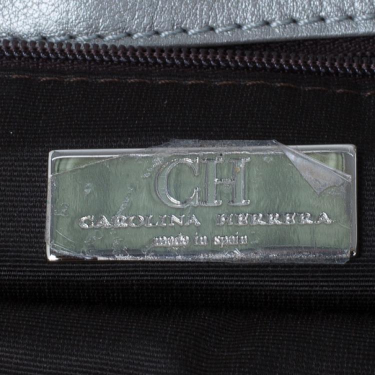 مملوكة مسبقًا Carolina Herrera Silver Metallic Leather Audrey Bag