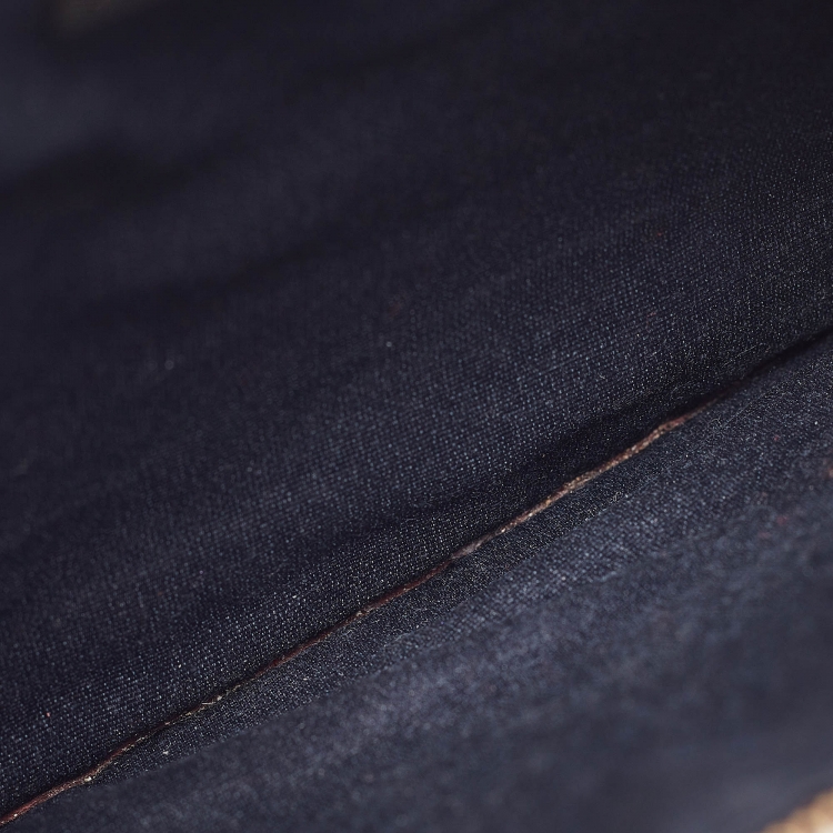 Pre Owned Carolina Herrera Burgundy/Brown Monogram Canvas and Leather Scarf Flat Pouch