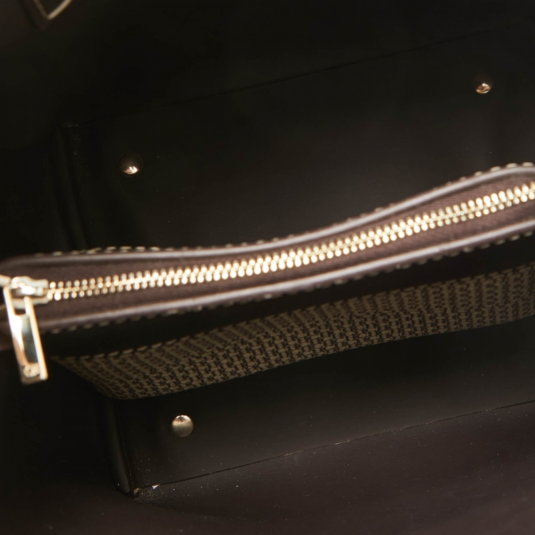 Pre Owned Carolina Herrera Pink/Beige Monogram Coated Canvas and Leather Matryoshka Padlock Tote