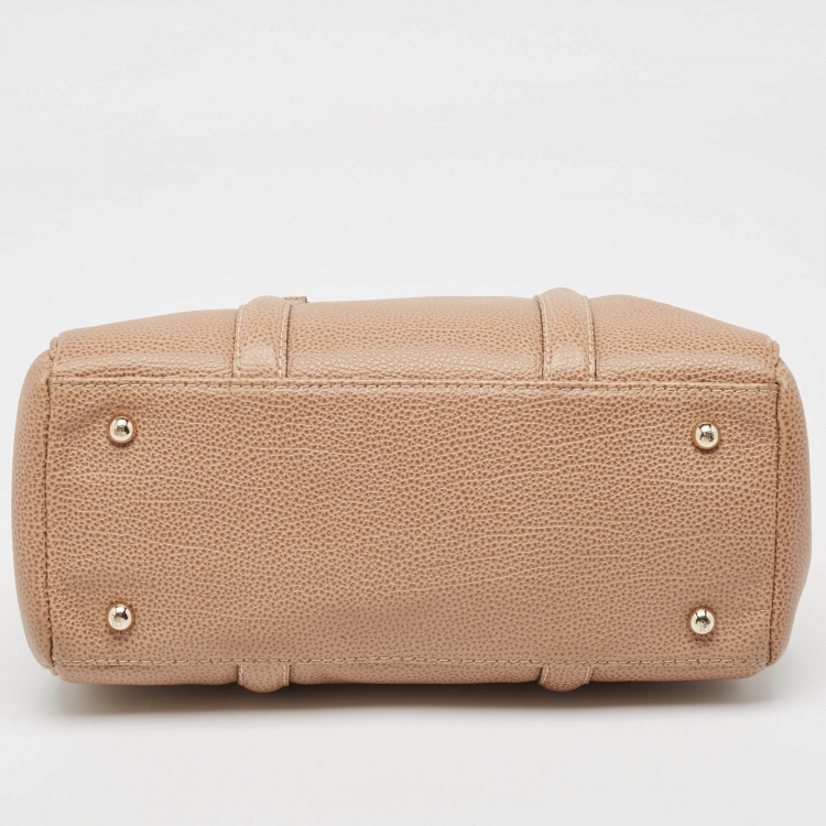 Pre Owned Carolina Herrera Beige Leather Double Zip Matteo Tote