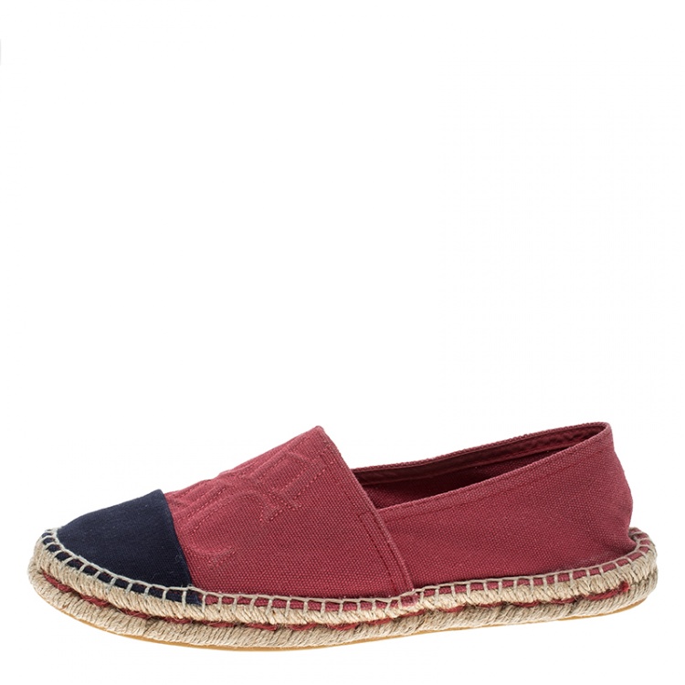 Pre Owned Carolina Herrera Two Tone Canvas Espadrilles Size 39