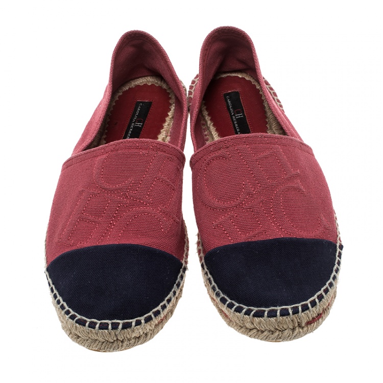 Pre Owned Carolina Herrera Two Tone Canvas Espadrilles Size 39