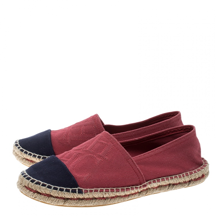 Pre Owned Carolina Herrera Two Tone Canvas Espadrilles Size 39
