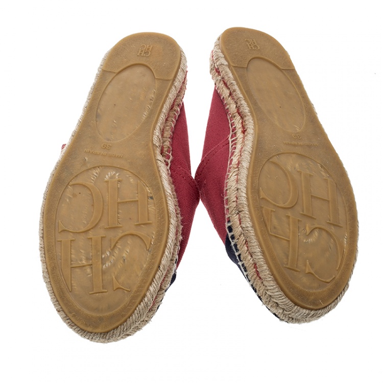 Pre Owned Carolina Herrera Two Tone Canvas Espadrilles Size 39