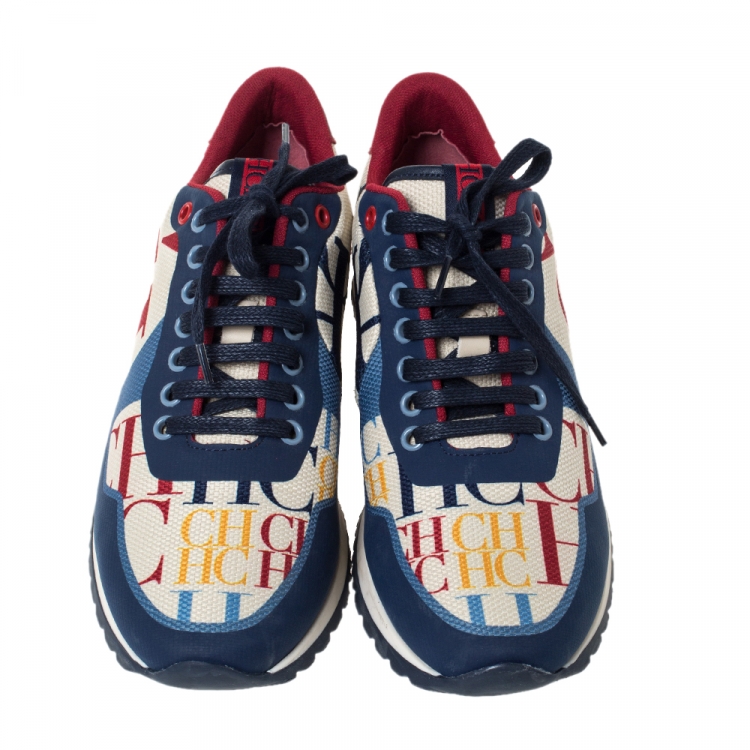Pre Owned Carolina Herrera Multicolor CH Logo Canvas And Rubber Low Top Sneakers Size 40