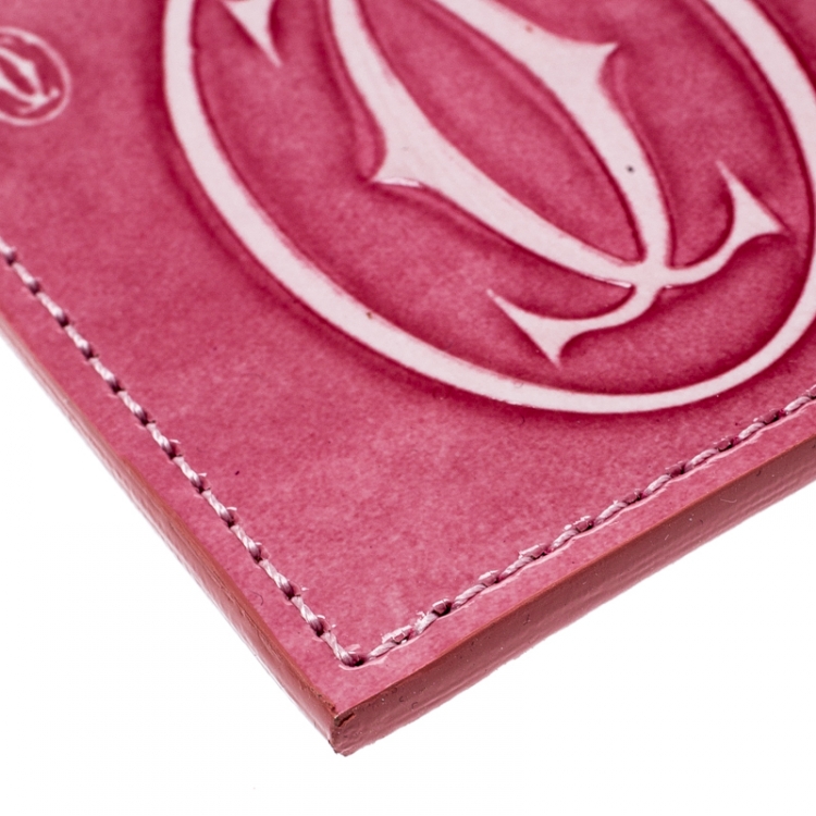مملوكة مسبقًا Cartier Pink Leather Happy Birthday Single Card Holder