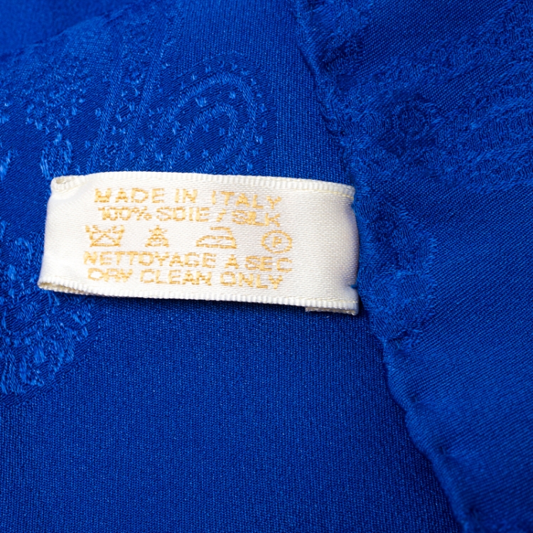 Pre Owned Must de Cartier Cobalt Blue Le Panthere Monogram Silk Square Scarf