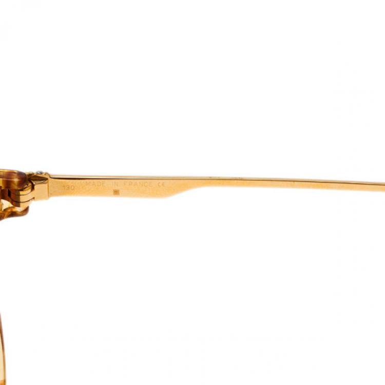 Pre Owned Cartier Brown Elcat Gild Honey Sunglasses