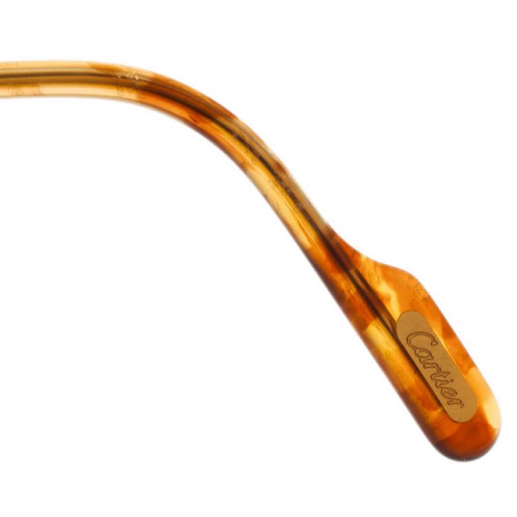 Pre Owned Cartier Brown Elcat Gild Honey Sunglasses