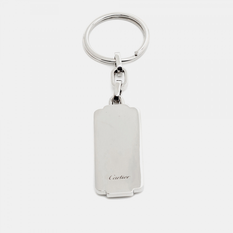 Pre Owned Cartier Santos de Cartier Lacquer Stainless Steel Key Chain