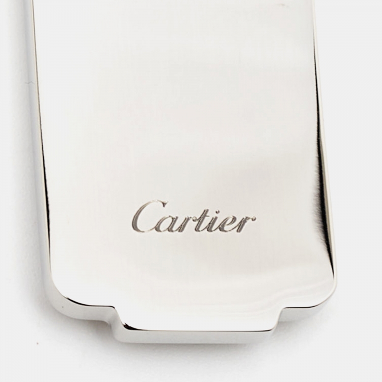 Pre Owned Cartier Santos de Cartier Lacquer Stainless Steel Key Chain