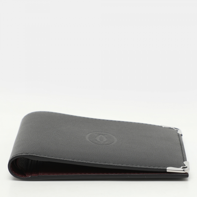 Pre Owned Cartier Black Leather Must de Cartier Bifold Wallet