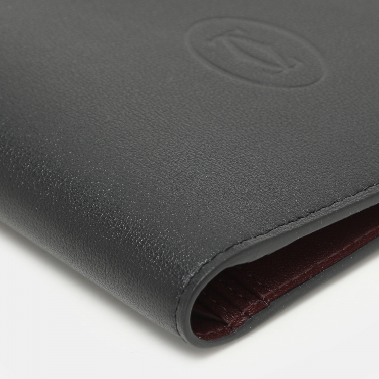 Pre Owned Cartier Black Leather Must de Cartier Bifold Wallet