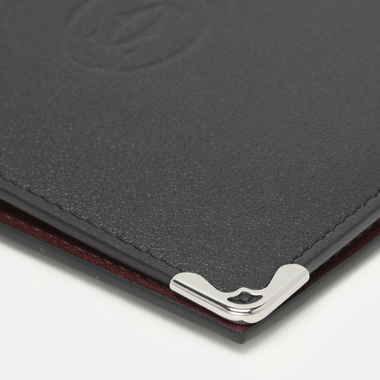 Pre Owned Cartier Black Leather Must de Cartier Bifold Wallet
