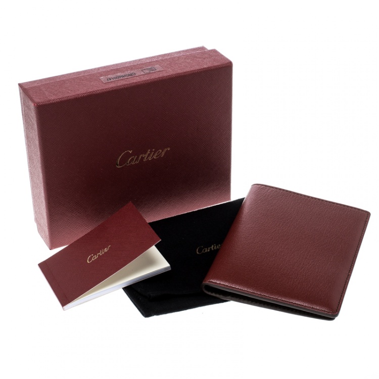 Pre Owned Cartier Red Leather Passport Holder 