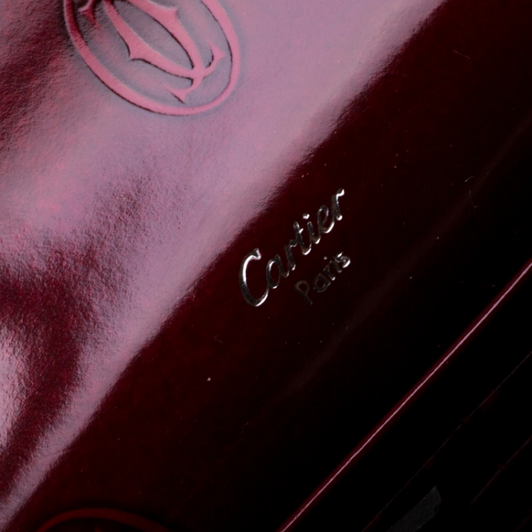 Pre Owned Cartier Red Leather Double C Logo Continental Wallet