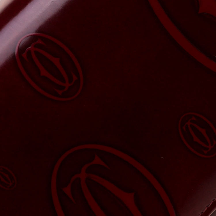 Pre Owned Cartier Red Leather Double C Logo Continental Wallet