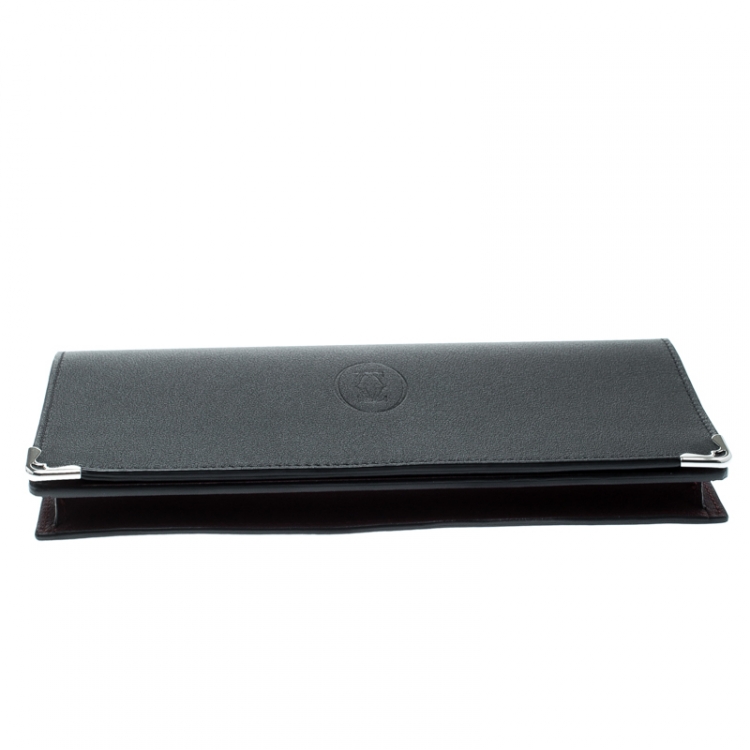 Pre Owned Cartier Black/Red Leather Must de Cartier Continental Wallet 
