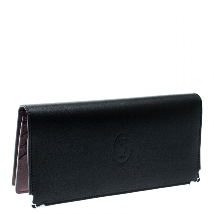 Pre Owned Cartier Black/Red Leather Must de Cartier Continental Wallet 