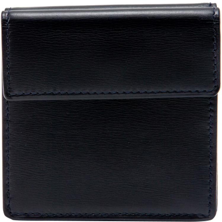 Pre Owned Cartier Sapphire Navy Black Leather Vintage Coin Wallet