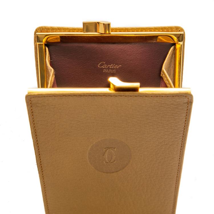Pre Owned Cartier Beige Leather Vintage Lock Wallet