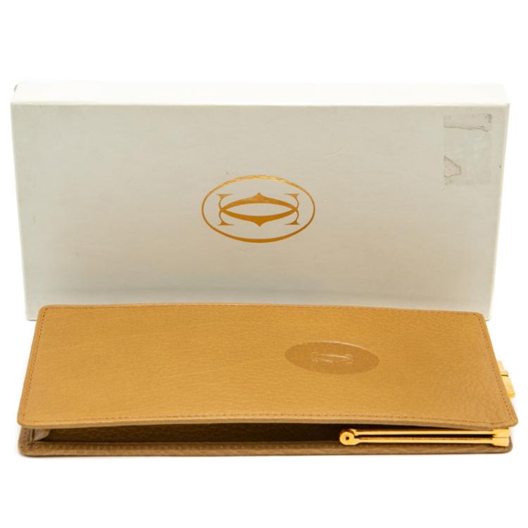 Pre Owned Cartier Beige Leather Vintage Lock Wallet