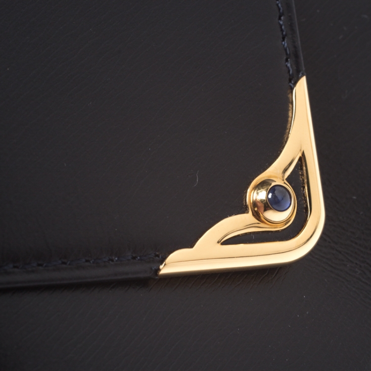 Pre Owned Cartier Black Leather Sapphire S de Cartier Coin Wallet