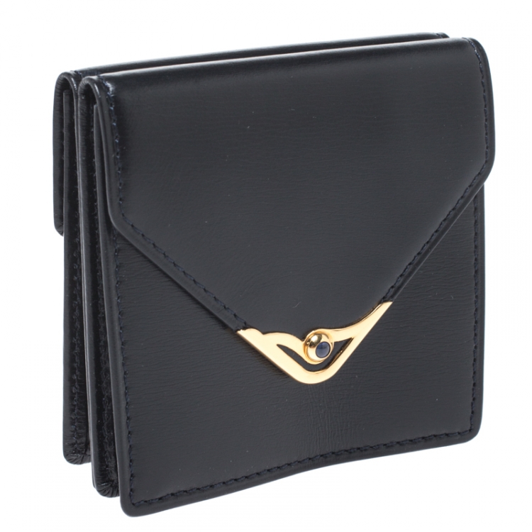 Pre Owned Cartier Black Leather Sapphire S de Cartier Coin Wallet