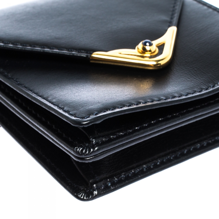Pre Owned Cartier Black Leather Sapphire S de Cartier Coin Wallet