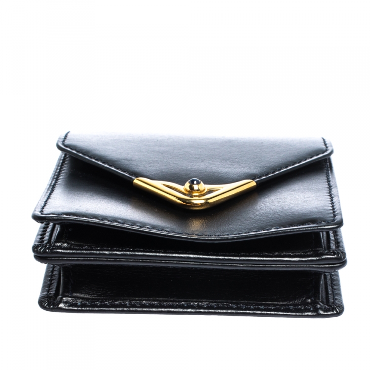 Pre Owned Cartier Black Leather Sapphire S de Cartier Coin Wallet