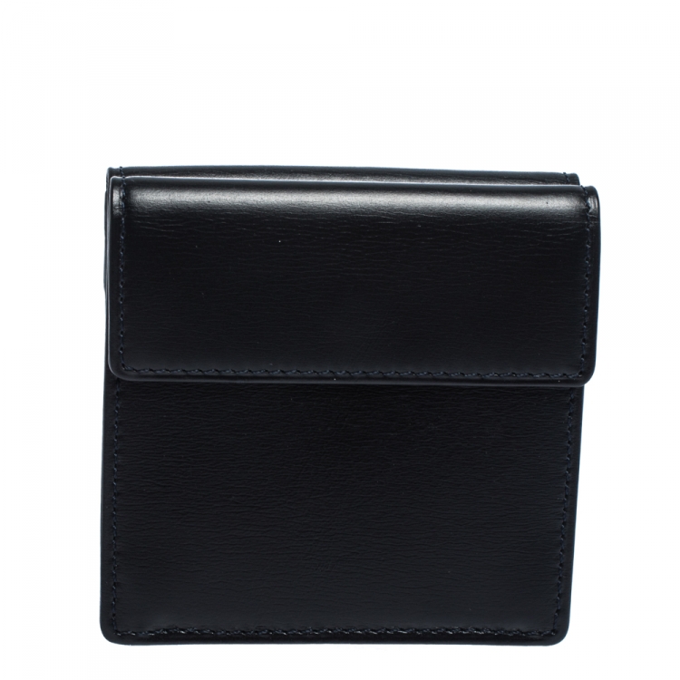 Pre Owned Cartier Black Leather Sapphire S de Cartier Coin Wallet