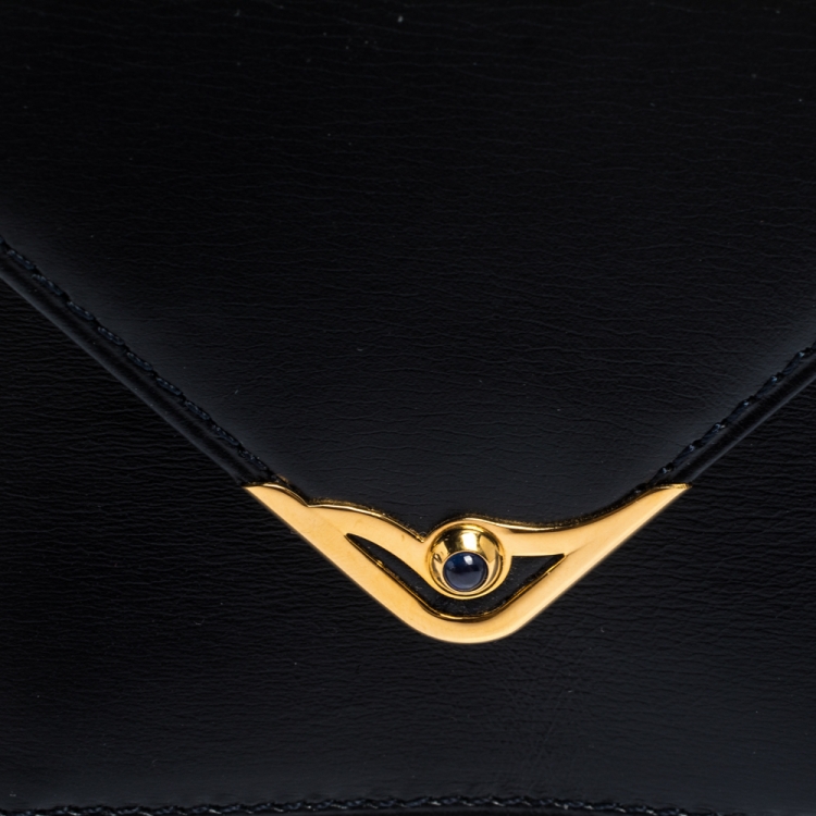 Pre Owned Cartier Black Leather Sapphire S de Cartier Coin Wallet