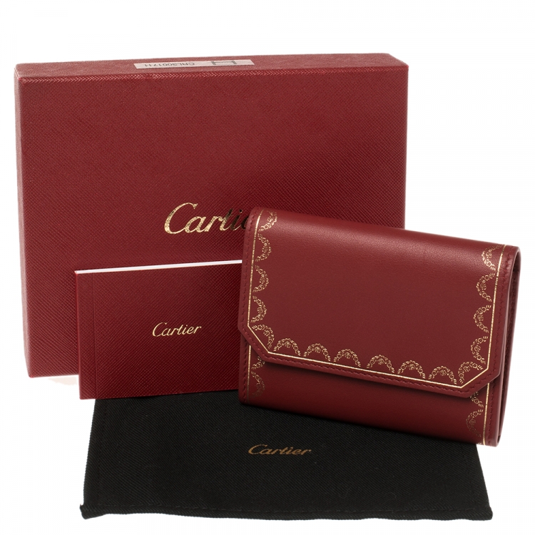 Pre Owned Cartier Red Leather Guirlande de Cartier Wallet