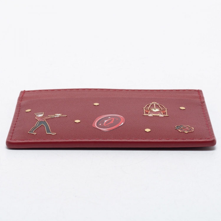 Pre Owned Cartier Red Leather Diabolo de Cartier Card Holder