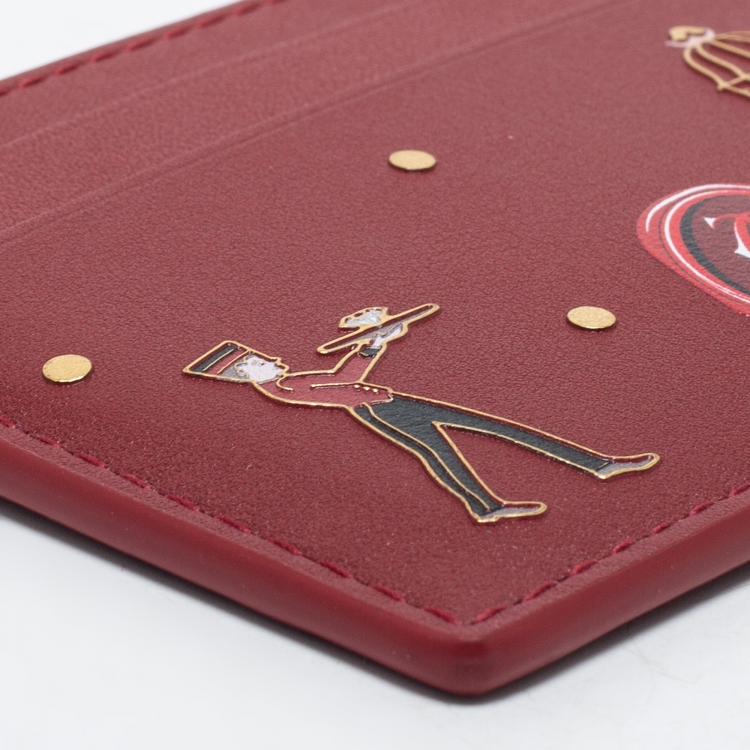 Pre Owned Cartier Red Leather Diabolo de Cartier Card Holder