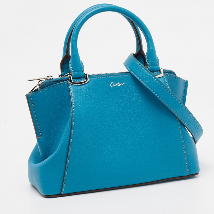 Pre Owned Cartier Blue Leather Mini C de Cartier Satchel