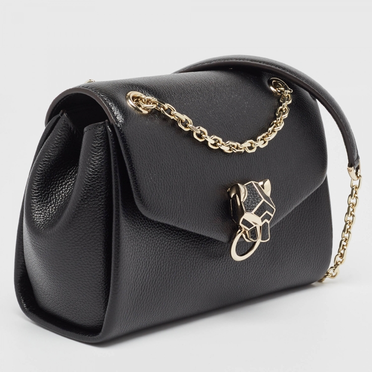 Pre Owned Cartier Black Leather Mini Panthere Chain Bag