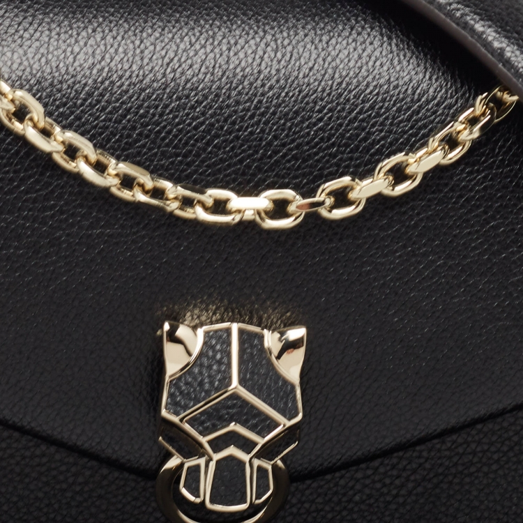 Pre Owned Cartier Black Leather Mini Panthere Chain Bag
