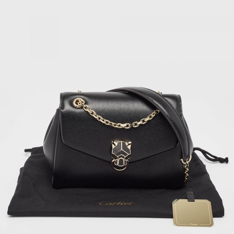 Pre Owned Cartier Black Leather Mini Panthere Chain Bag