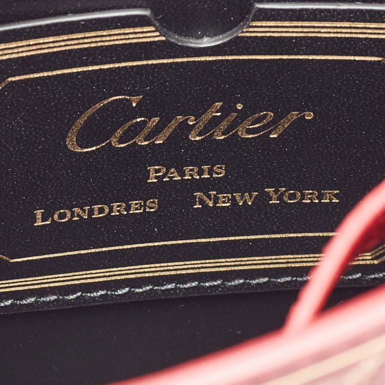 Pre Owned Cartier Red Leather Mini Guirlande De Cartier Top Handle Bag